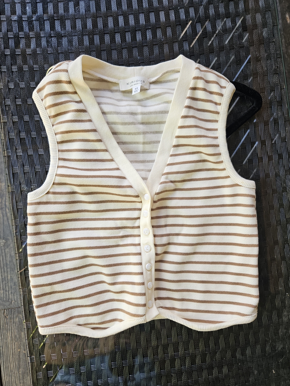 Urban Outfitters Striped Knit Vest — Cream & Brown